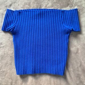 Blue Off-Shoulder Crop Top